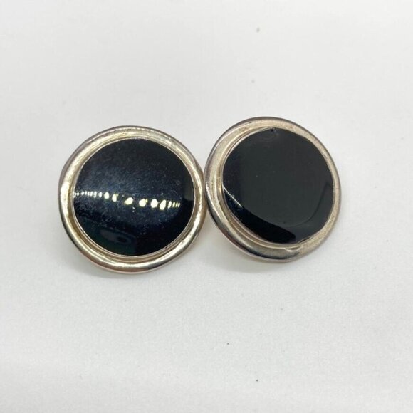 Vintage Set Round Pendant 16" Necklace Pierced Earrings Chain Marked Italy 925 - Picture 12 of 14